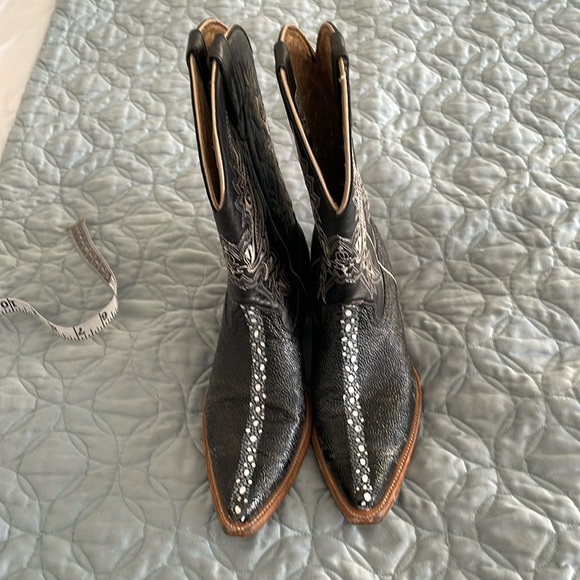 Carretta black boots, size 6 cowboy style stingray - Picture 1 of 7
